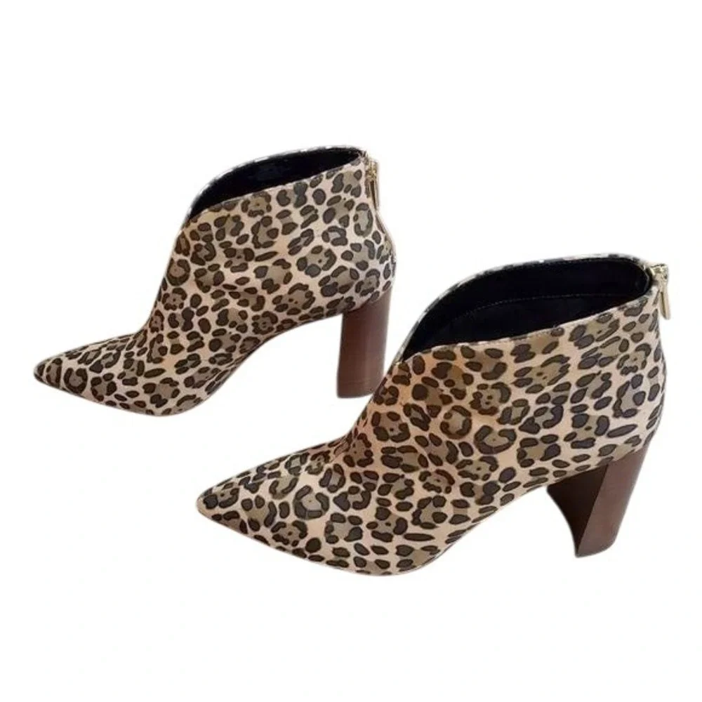 SOLE society leopard print‎ block heel chunky bohemian bootie boots size 10 New